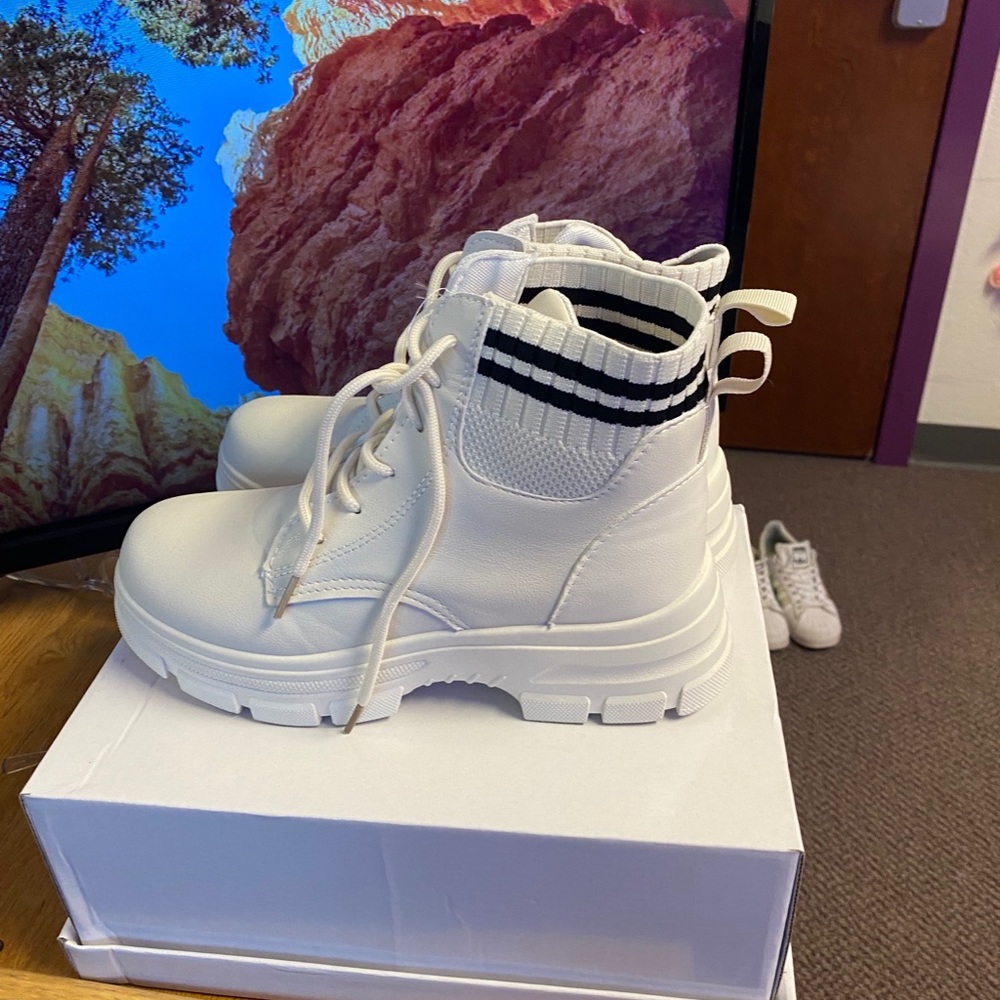 White Combat Boots
